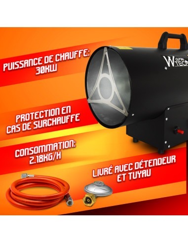 Canon à chaleur au gaz 30 KW - 650m³/H - Warm Tech