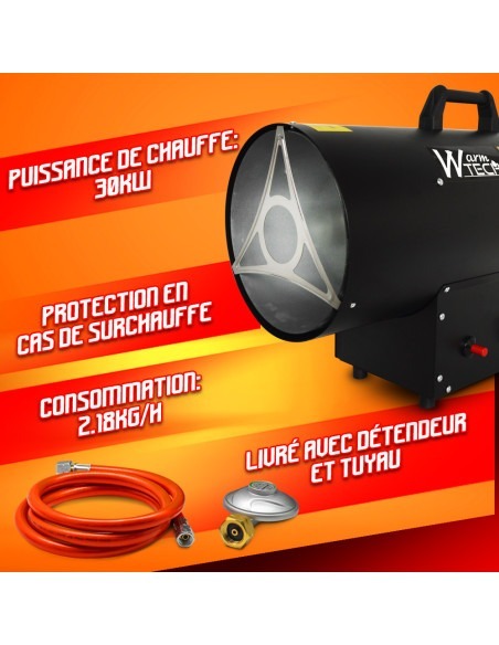 Canon à chaleur au gaz 30 KW - 650m³/H - Warm Tech