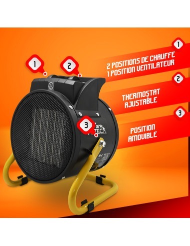Chauffage d'atelier céramique 3000W avec thermostat - Warm Tech
