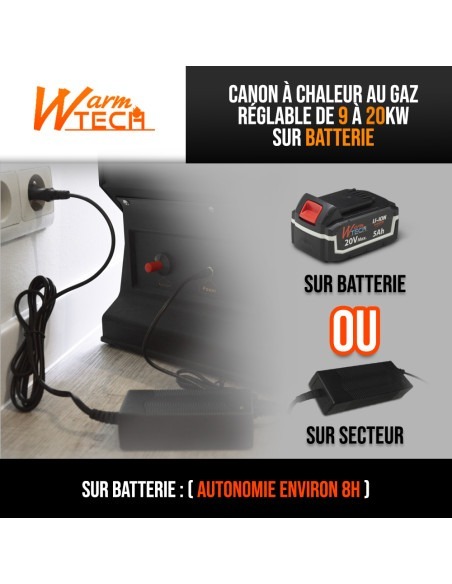 Canon à chaleur au gaz réglable de 9 à 20KW et fonctionnant sur