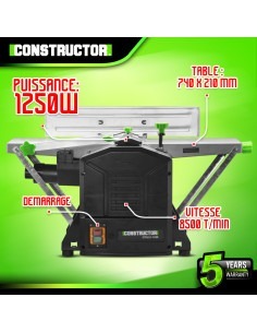Rabot dégauchisseuse 1250W - 204mm - Constructor 2