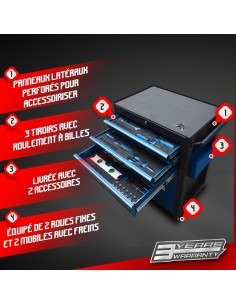 Servante d'atelier 3 tiroirs + espace de rangement + 2