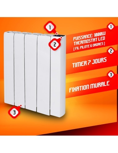 Radiateur inertie céramique 1000 W - Warm Tech