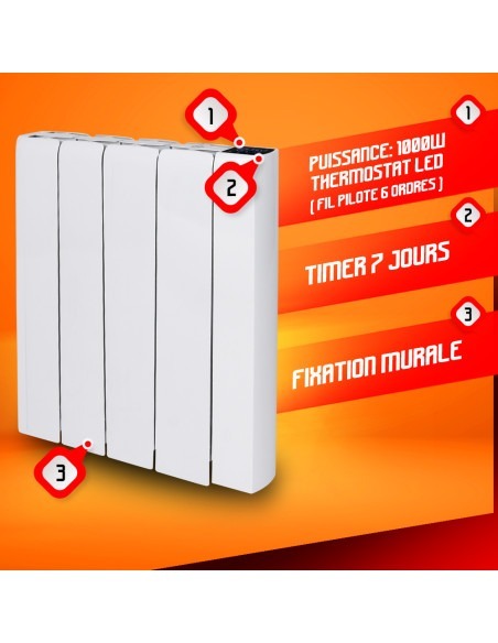 Radiateur inertie céramique 1000 W - Warm Tech