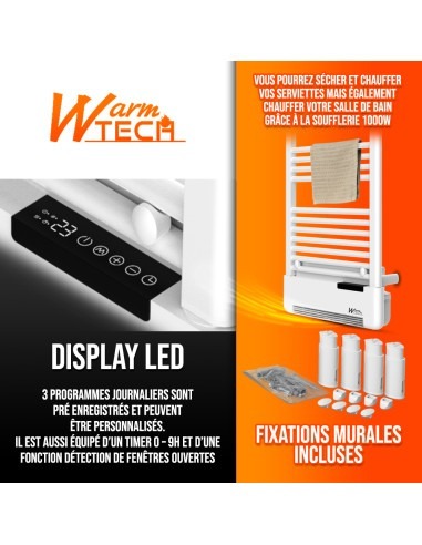 Radiateur sèche serviettes avec fluide + soufflerie - Warmtech