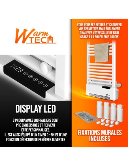 Radiateur sèche serviettes avec fluide + soufflerie - Warmtech