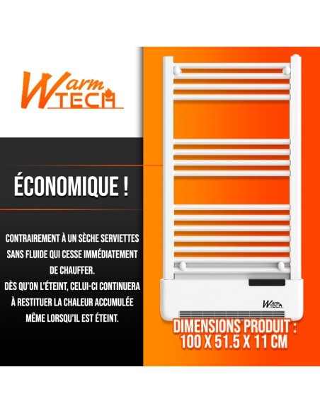 Radiateur sèche serviettes avec fluide + soufflerie - Warmtech