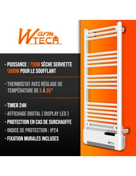 Radiateur sèche serviettes avec fluide + soufflerie - Warm Tech