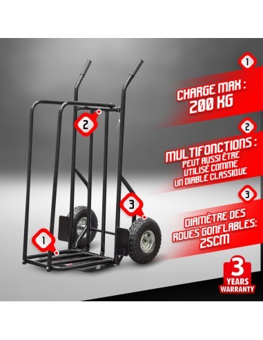 Diable pour bûches max 200kg