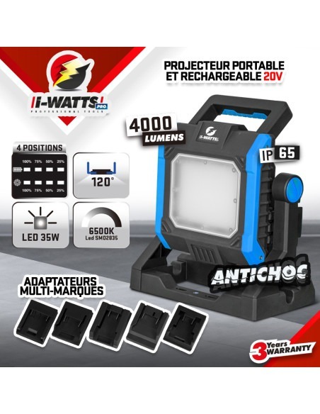 Projecteur de chantier multi batterie 35W - livré sans batterie