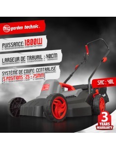 Tondeuse à gazon électrique 1800W - Largeur de coupe 40cm - 2