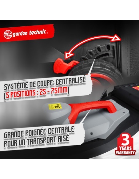 Tondeuse à gazon électrique 1800W - Largeur de coupe 40cm -