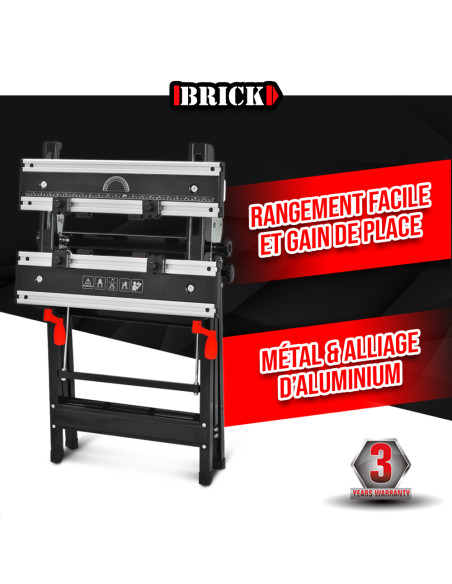Etabli télescopique métallique 60 x 58 x 77cm - Charge max