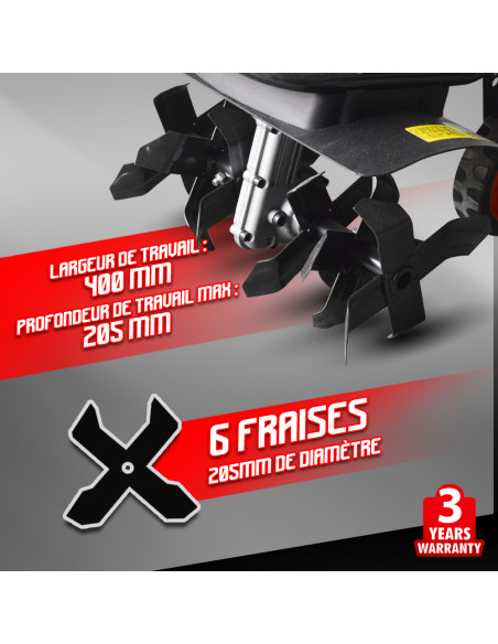 Motobineuse électrique 1400W - 6 fraises - 40cm