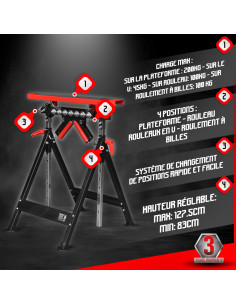 Treteau telescopique a rouleaux max 200kg - Brick 2