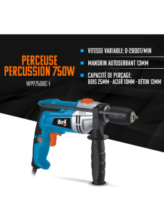 Perceuse percussion 750W Keyless - Mandrin 13mm 2