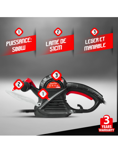Taille haies électrique 500W - Lame 51cm - Elem Garden