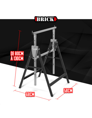 Tréteau métallique télescopique 68x58x130cm- Pliable - Brick
