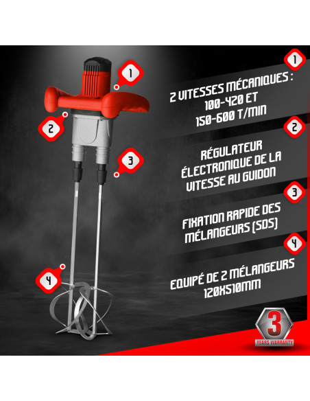 Mélangeur malaxeur électrique 1650W - Brick