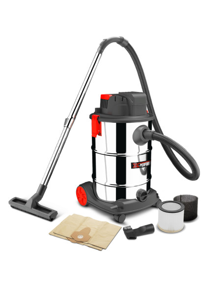 Aspirateur eau et poussières rechargeable 20V avec moteur à induction - 30L inox livré sans batterie - X Performer