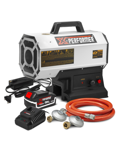 Canon à chaleur au gaz réglable de 9 à 20KW et fonctionnant sur batterie ou sur secteur avec batterie 4Ah fournie - Warm Tech Canon à chaleur au gaz réglable de 9 à 20KW et fonctionnant sur batterie ou sur secteur avec batterie 4Ah fournie - Warm Tech