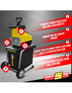 Broyeur de végétaux électrique 2800W 44MM - Gardeo 2