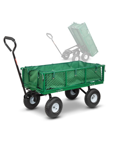 Chariot de jardin en acier avec bâche amovible et benne basculante  108 x 50 x 95cm – Elem Garden