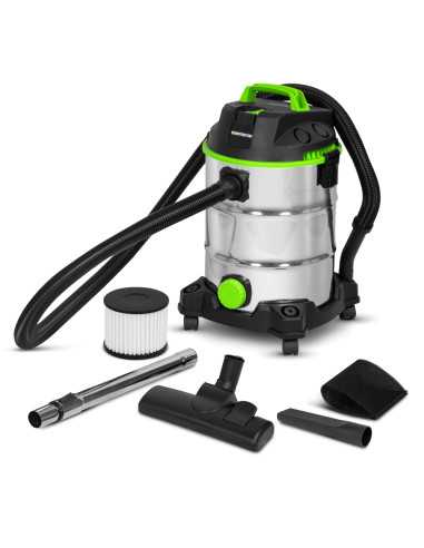 Aspirateur eau et poussières 1400W - 30L inox - 18 Kpa avec soufflerie et bouchon de vidange  - Constructor