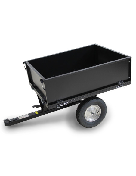 Remorque pour tracteur tondeuse avec benne basculante - charge max 225kg.