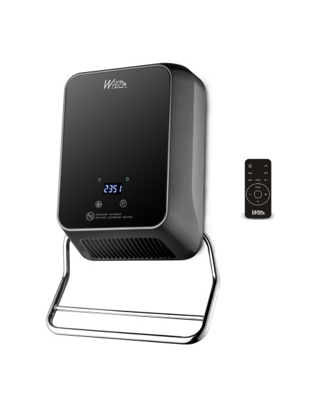 Radiateur soufflant mural sèche serviettes 2000W avec façade en verre.