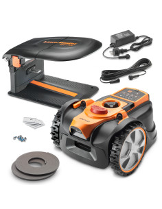 Robot tondeuse autonome 18V sans fil périmétrique avec station de charge et garage - Max 400m²