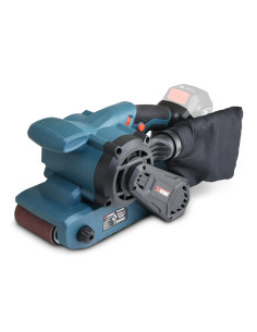 Ponceuse à bande sans fil 20V avec vitesse variable et moteur brushless livrée sans batterie ni chargeur.