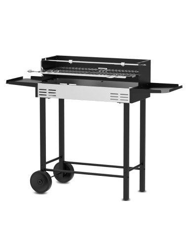 Barbecue charbon de bois avec roues et broche
