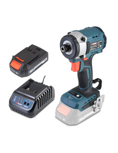 Visseuse à chocs 20V - 220Nm avec moteur brushless livrée avec 1 batterie 2Ah et un chargeur rapide.