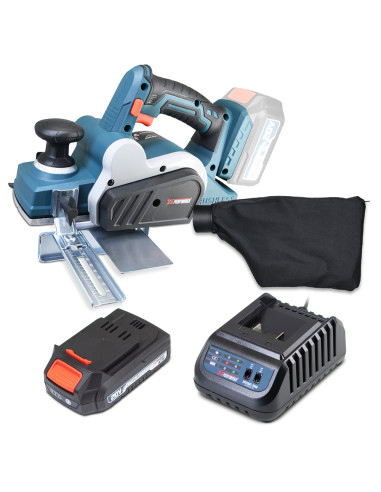 Rabot sans fil 20V avec moteur brushless livré avec 1 batterie 2Ah et un chargeur rapide.