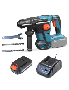 Marteau perforateur sans fil 20V – 4 joules avec moteur brushless livré avec 1 batterie 2Ah et un chargeur rapide.