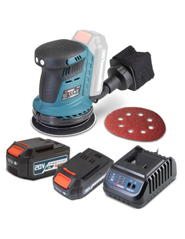 Ponceuse excentrique 20V max – 125mm avec moteur brushless livrée avec 1 batterie 2Ah