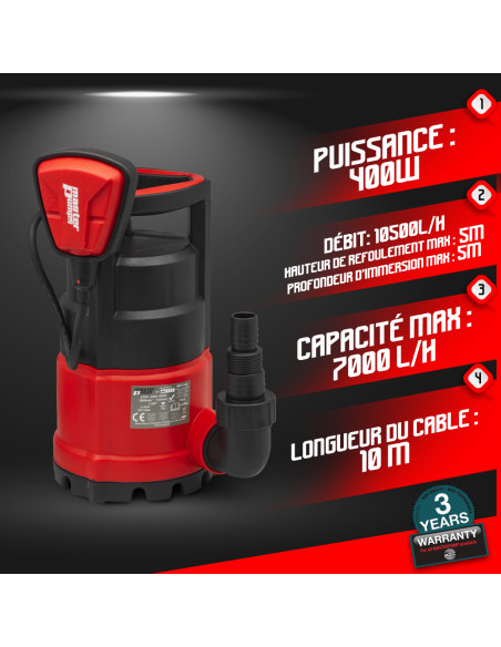 Pompe vide caves eaux claires 400W avec flotteur - Master Pumps