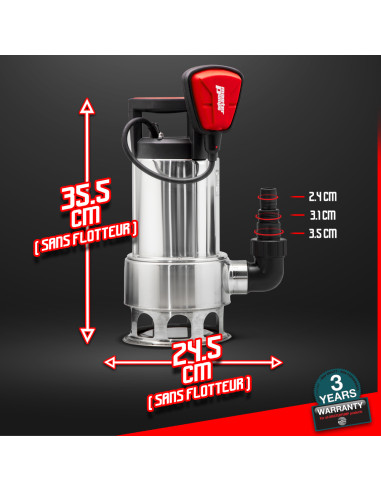 Pompe vide caves eaux chargées 1100W inox