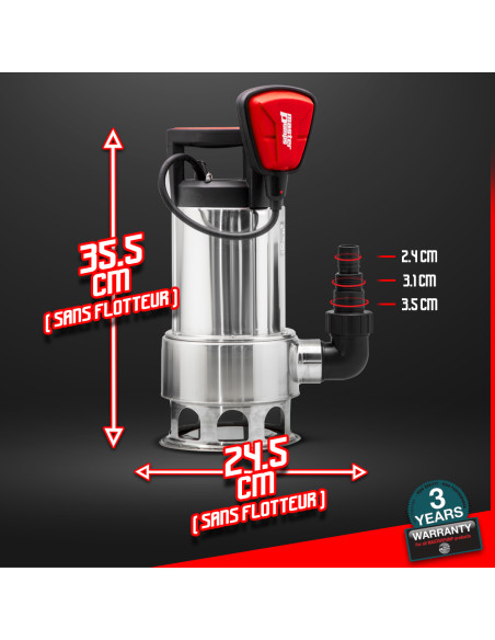 Pompe vide caves eaux chargées 1100W inox