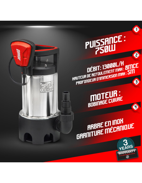 Pompe vide caves eaux chargées 750W - Master Pumps