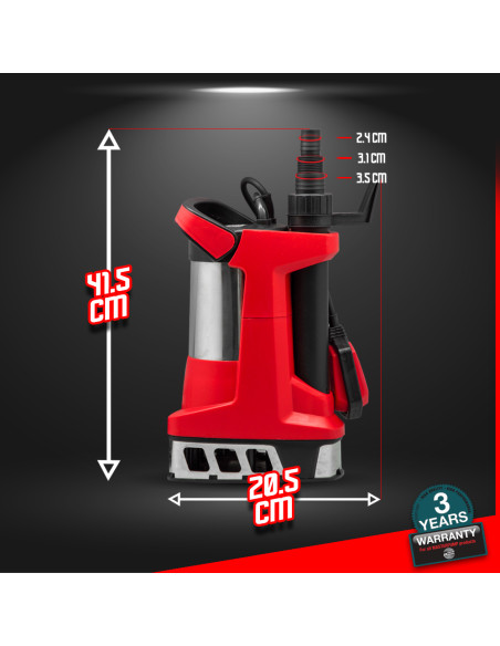 Pompe vide caves eaux chargées inox 900W avec flotteur