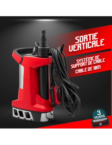 Pompe vide caves eaux chargées inox 900W avec flotteur