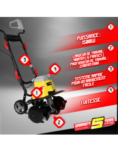 Motobineuse électrique 1500W - 6 Fraises - Gardeo 2