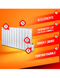 Radiateur a inertie fluide 2000W 12 éléments - Warm Tech 2