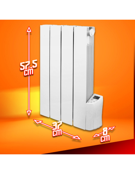 Radiateur inertie fluide 600W 4 éléments - Warm Tech