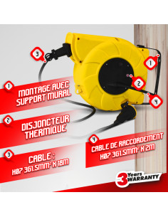 Enrouleur electrique automatique 20m-3g1.5mm 2