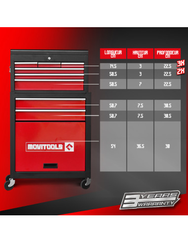 Servante métallique 2 parties - Movitools