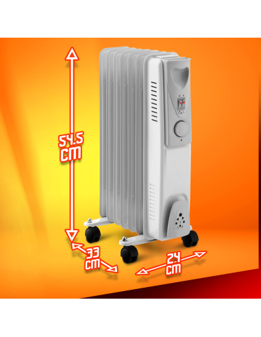 Radiateur bain d'huile 1500W 7 éléments - Warm Tech
