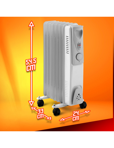 Radiateur bain d'huile 1500W 7 éléments - Warm Tech